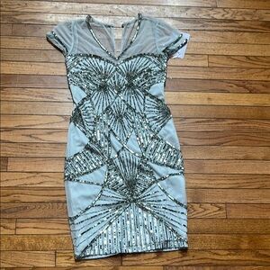 Elegant Sequin Embellished Dress - Silver